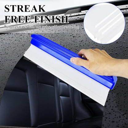 4 Pack 12” Silicone Car Drying Squeegee, 3-Layer T-Bar Water Blade Professional Automotive Water Wiper, Car Windshield Squeegee Flexible Water Blade Squeegee for Car Window Glass Bathroom