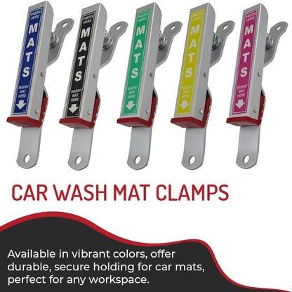 Car Wash Mat Clamps – Heavy-Duty Floor Mat Holders for Cleaning & Drying – Rust-Resistant Aluminum – Mountable – Holds All Mats – Red, 4 Pack