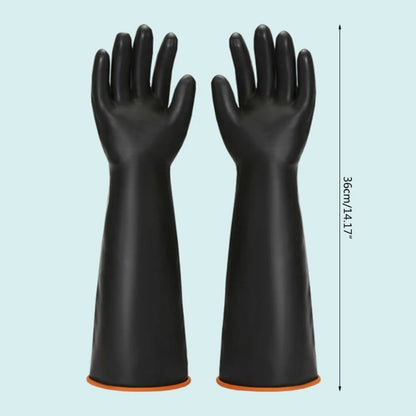 1pair Rubber Chemical Resistant Gloves Reusable Heavy-duty Safety Work Gloves Acid & Alkali Protections Non-Slip Gloves 1 Pair