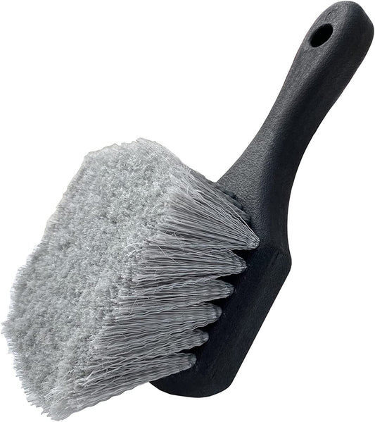 Professional Wheel and Tire Cleaning Brush with Soft Bristles and Short Handle for Efficient Dirt and Grime Removal