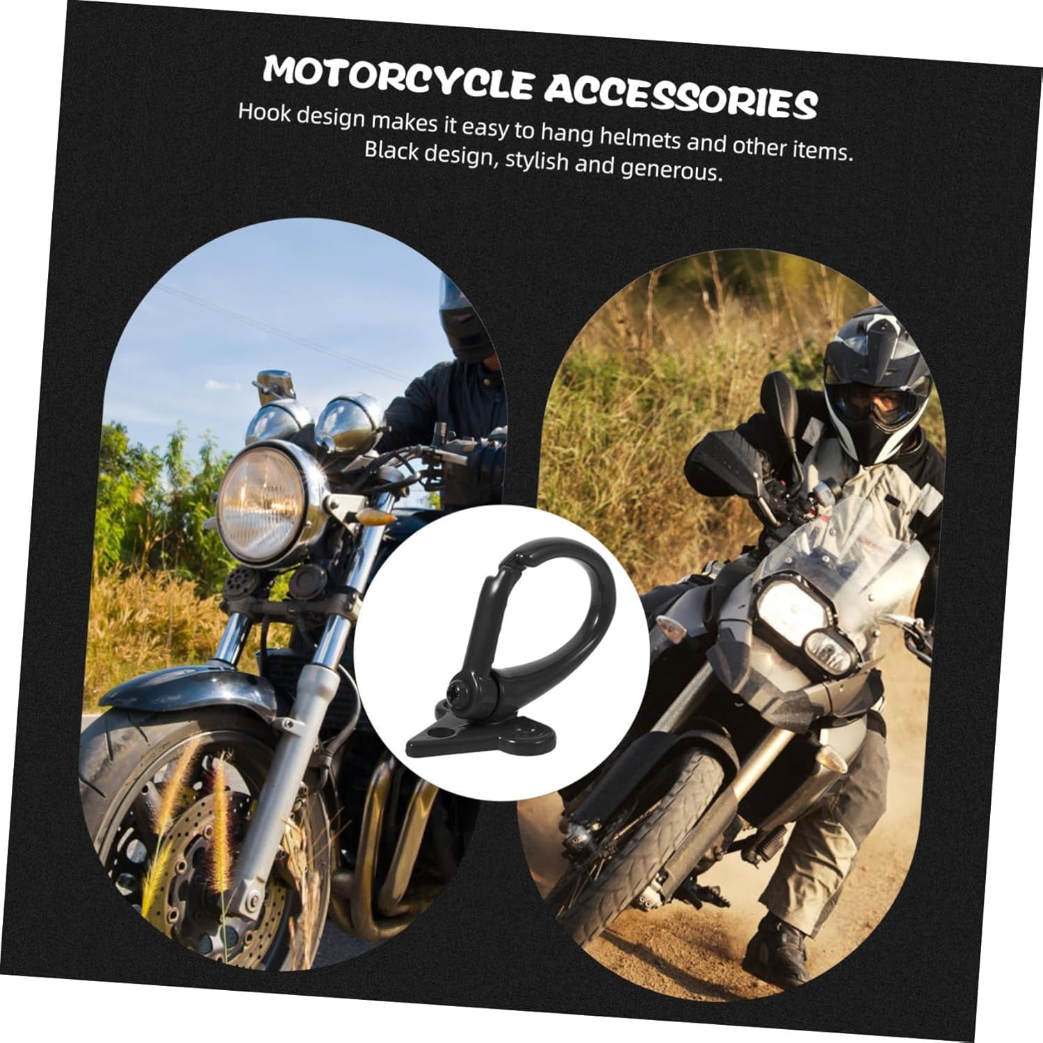 Multifunctional Helmet Hook for Motorcycle and Scooter Handlebars - Black Accessory Hook