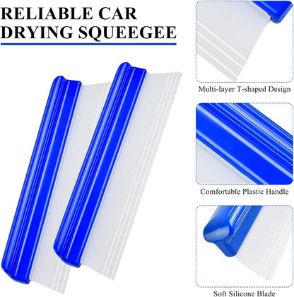 4 Pack 12” Silicone Car Drying Squeegee, 3-Layer T-Bar Water Blade Professional Automotive Water Wiper, Car Windshield Squeegee Flexible Water Blade Squeegee for Car Window Glass Bathroom