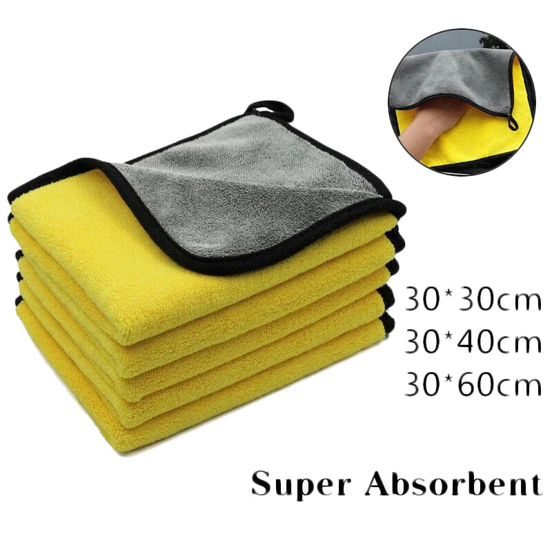 Microfiber Cleaning Towel Thicken Soft Drying Cloth Car Body Washing Towels Double Layer Clean Rags 30/40/60Cm