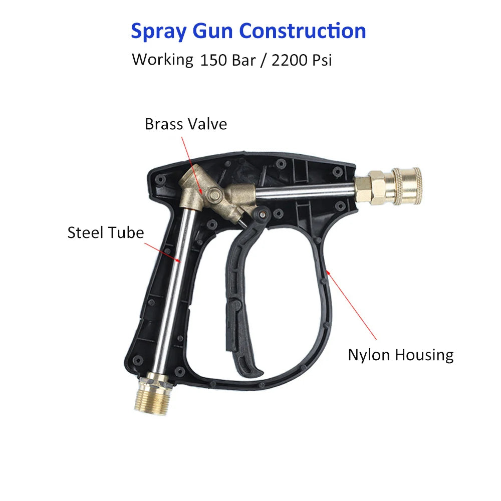 Pressure Washer Water Gun With Car Cleaning Hose Connector For Karcher/ Nilfisk/ Parkside/ Bosch