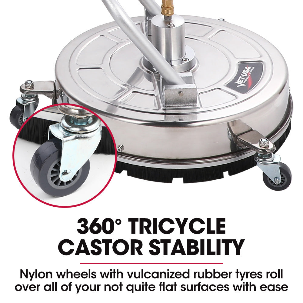 NNEMB 21 Stainless Steel Pressure Washer Surface Cleaner with Yoke Handlebar-3/8 Fitting-For Concrete Driveway Patio Floor