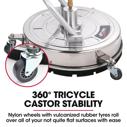 NNEMB 21 Stainless Steel Pressure Washer Surface Cleaner with Yoke Handlebar-3/8 Fitting-For Concrete Driveway Patio Floor