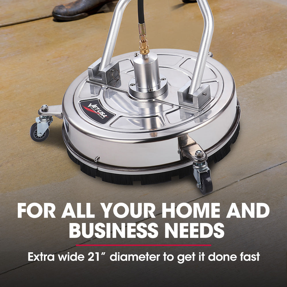 NNEMB 21 Stainless Steel Pressure Washer Surface Cleaner with Yoke Handlebar-3/8 Fitting-For Concrete Driveway Patio Floor