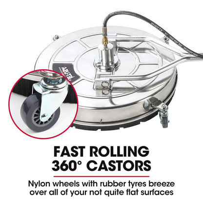 NNEMB 24 Stainless Steel Pressure Washer Surface Cleaner-3/8 Fitting-with Yoke Handlebar-For Concrete Driveway Patio Floor