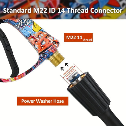 4350PSI High Pressure Water Gun with Graffiti Design, 1L Foam Cannon & 1/4" Quick Connect, Battery-Free for Karcher K Series
