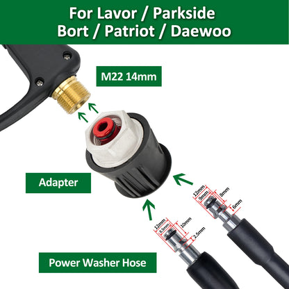Pressure Washer Water Gun With Car Cleaning Hose Connector For Karcher/ Nilfisk/ Parkside/ Bosch