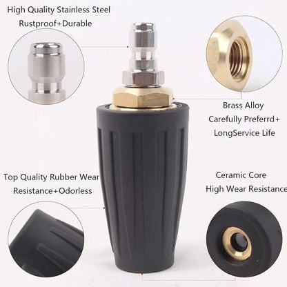 360 Rotating Turbo Nozzle Sprayer With 1/4" Quick Connect 4000 PSI High Pressure Washer Cleaner Accessories Brass