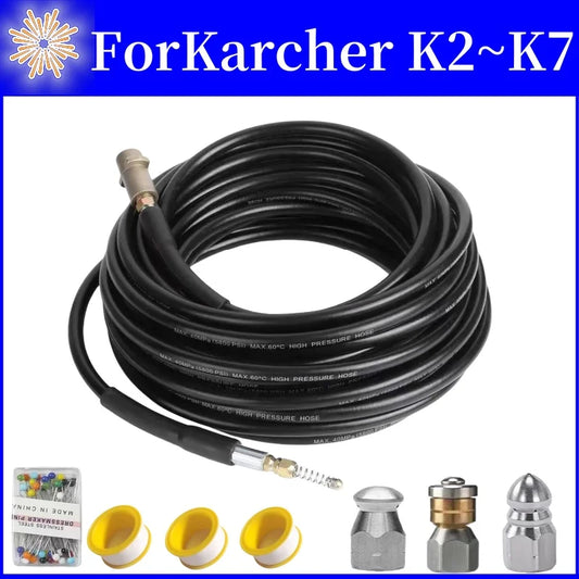 Sewer Drainage Cleaning Hose, High Pressure Hose, Sewer Drainage Dredging kit, High Pressure Cleaning Machine Nozzle,For Karcher
