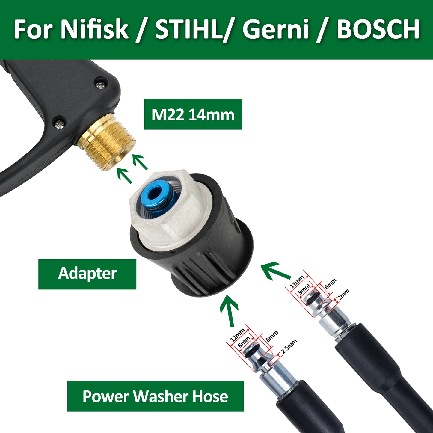 Pressure Washer Water Gun With Car Cleaning Hose Connector For Karcher/ Nilfisk/ Parkside/ Bosch