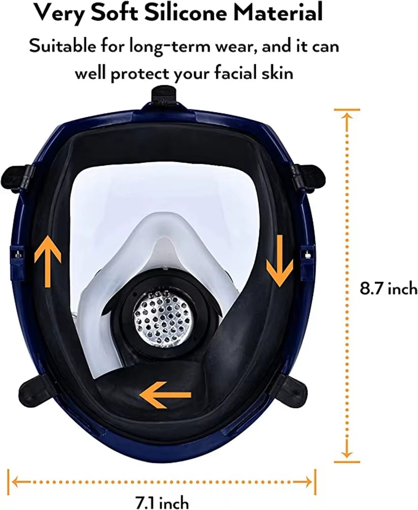 6800 Full Face Respirator Chemical Gas Mask with Anti-Fog Filter for Industrial Use, Acid Gas, Welding, Spray Painting, and Insecticide Protection