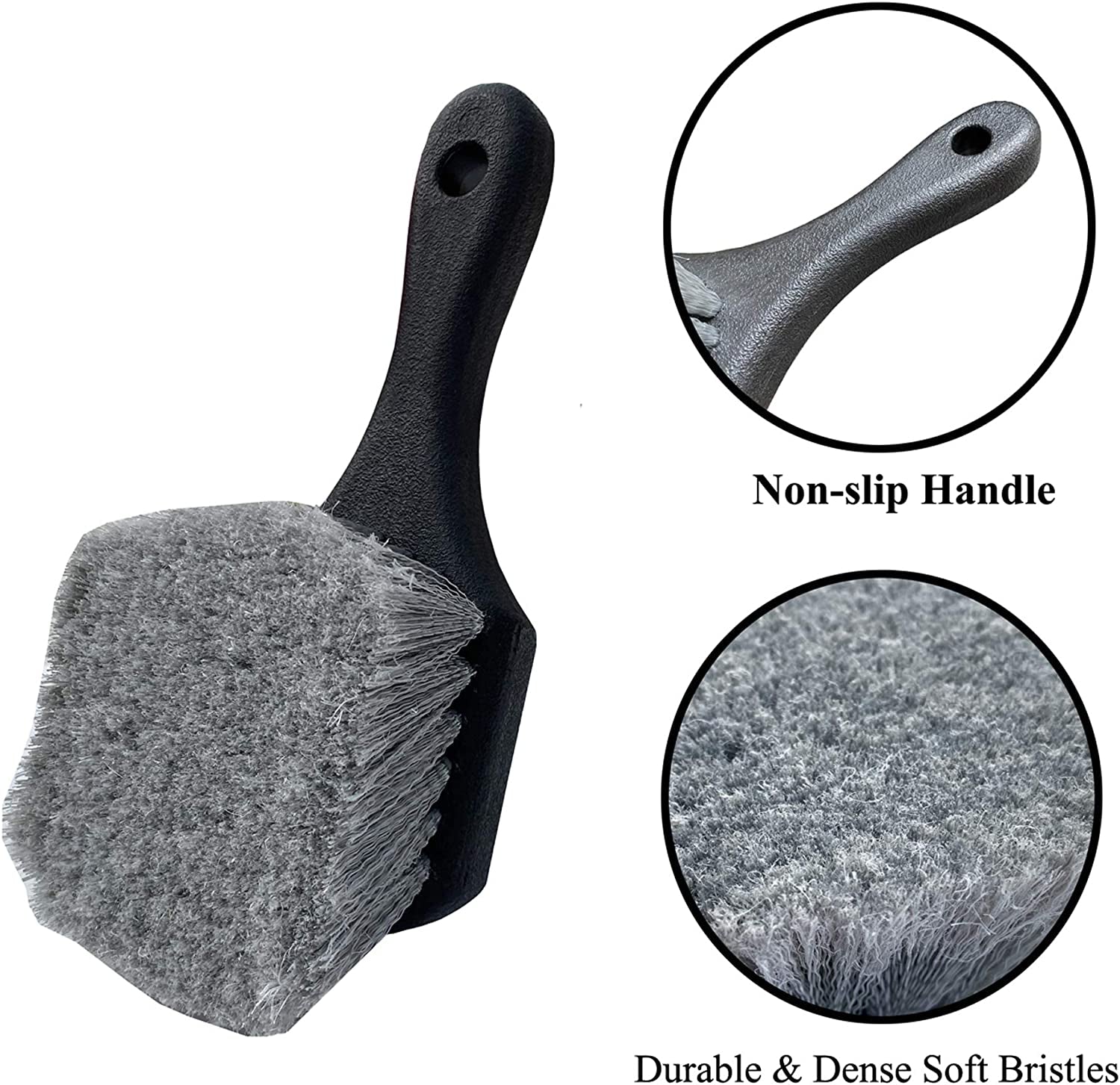 Professional Wheel and Tire Cleaning Brush with Soft Bristles and Short Handle for Efficient Dirt and Grime Removal