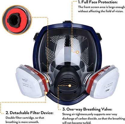 6800 Full Face Respirator Chemical Gas Mask with Anti-Fog Filter for Industrial Use, Acid Gas, Welding, Spray Painting, and Insecticide Protection