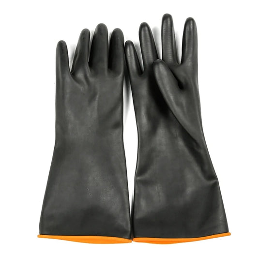 1pair Rubber Chemical Resistant Gloves Reusable Heavy-duty Safety Work Gloves Acid & Alkali Protections Non-Slip Gloves 1 Pair