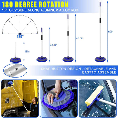 Comprehensive 21-Piece Car Wash Kit with Extended Handle Brush, Detailing Brushes, Filtered Wash Bucket, and Windshield Squeegee for Automotive and Marine Use