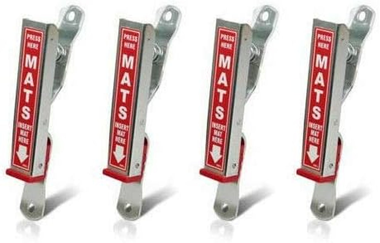 Car Wash Mat Clamps – Heavy-Duty Floor Mat Holders for Cleaning & Drying – Rust-Resistant Aluminum – Mountable – Holds All Mats – Red, 4 Pack