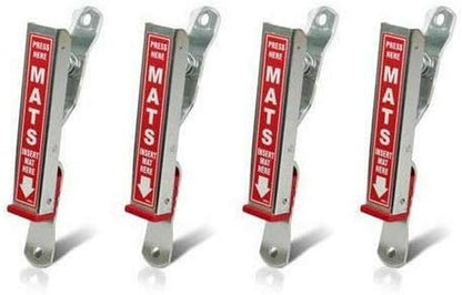 Car Wash Mat Clamps – Heavy-Duty Floor Mat Holders for Cleaning & Drying – Rust-Resistant Aluminum – Mountable – Holds All Mats – Red, 4 Pack