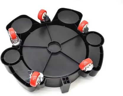 Professional 5-Gallon Car Wash Detailing Bucket Dolly with Heavy-Duty Wheel Casters, Black, Model CWBD-1247