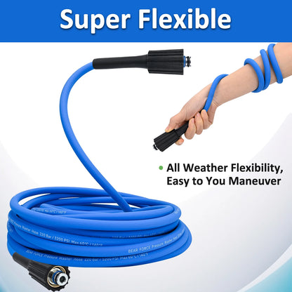 10M Super Flexible Pressure Washer Hose 3200 PSI Kink Resistant Power Washer Hose 1/4 in.CarWash Extension Hose M22-pin 14/15