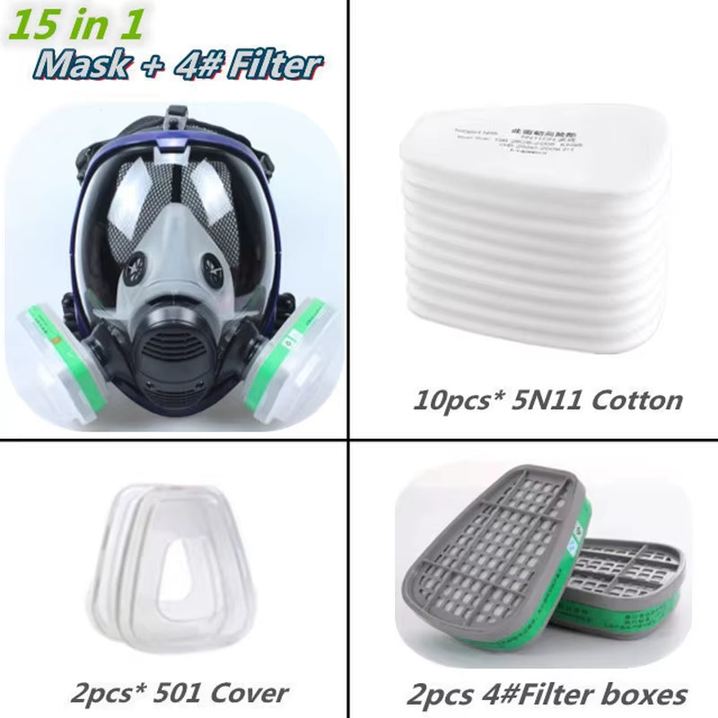 6800 Full Face Respirator Chemical Gas Mask with Anti-Fog Filter for Industrial Use, Acid Gas, Welding, Spray Painting, and Insecticide Protection